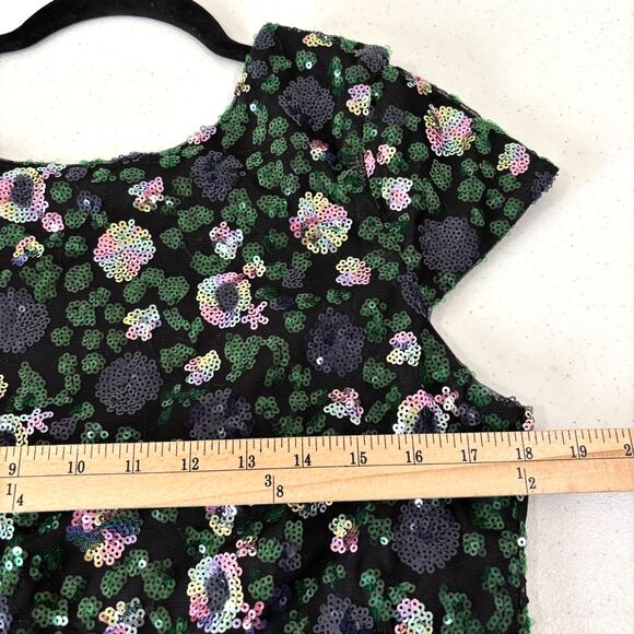Sam Edelman Women Sequin Floral Mini Dress Size 10 Black Swiftie NYE Party Disco - Picture 9 of 9